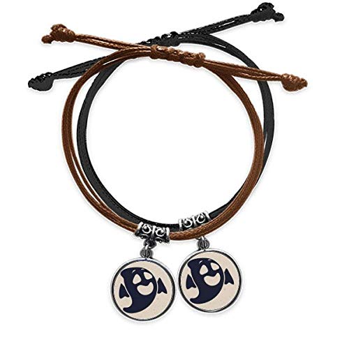 Bracelet Cuir Double Plein de Rire de Hallowmas fantôme pour les amoureux