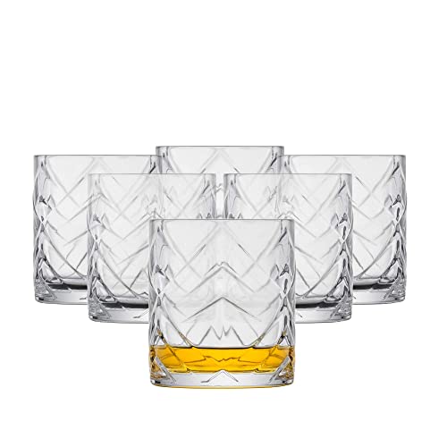 SCHOTT ZWIESEL Whiskyglas Fascination (6er-Set), Tumbler für Whisky mit Karo-Schliff, spülmaschinenfeste Kristallgläser (Art.-Nr. 121667)
