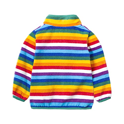 Mud Kingdom Toddler Girls Polar Fleece Jacket Outerwear Zip Up Stand Collar Winter Colorful Rainbow Stripes 3T thumb #1