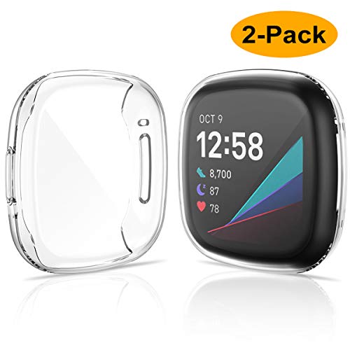 KIMILAR Funda Compatible con Fitbit Sense/Versa 3 Protector de Pantalla (NO para Versa/Versa 2), [2 Piezas] Cobertura Completa Suave TPU Cubierta Cover Case para Sense/Versa 3