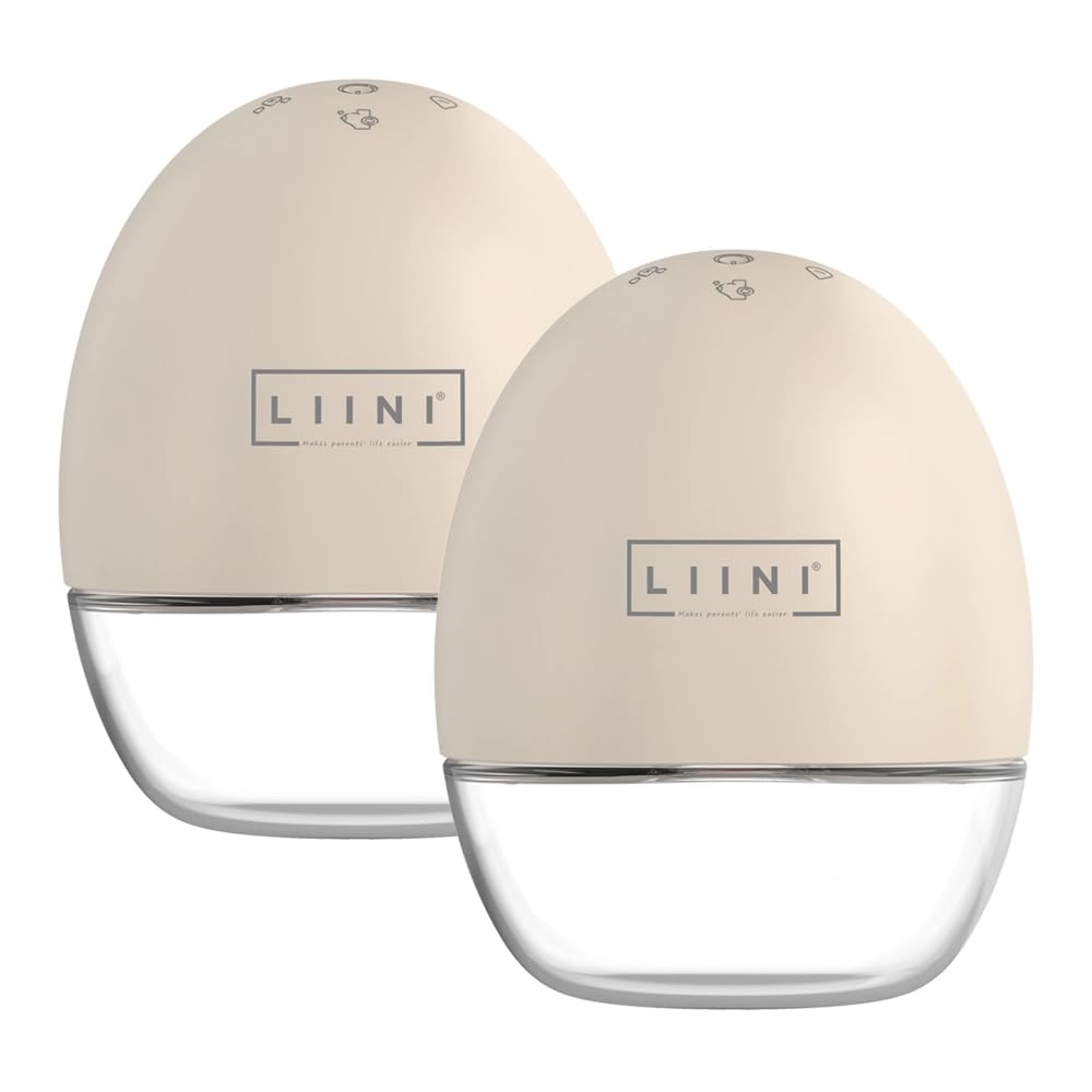 LIINI® Milchpumpe Bundle (2er Set, Beige) – tragbar im BH, kabellos & leise (<50 dB), 2 Modi & 5 Stufen, USB-C, bis 3h Akku – inkl. Einsätze 15/17/21 mm & Zubehör