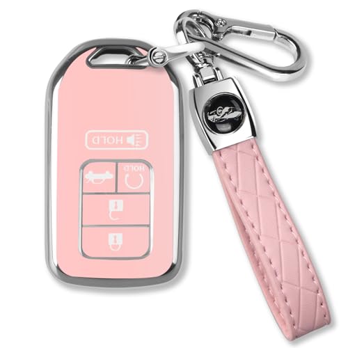 Image of MILD EAST for Honda Key Fob Cover with Keychain 5 Buttons(Pink)