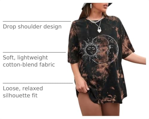 Image of Remidoo Women's Casual Oversized T Shirt Short Sleeve Graphic Tee Letter Tie Dye Shirts