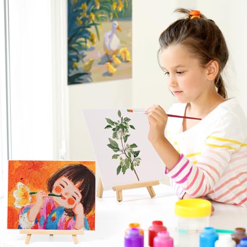 image for cridoz Canvas Boards with Easel for Painting 6 Pack 8 x 10 Inch Small 