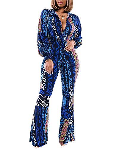 Women's Sexy Floral Print Jumpsuits One Piece Clubwear Deep V Neck Long Sleeve Jumpsuits Women's Sexy Floral Print Jumpsuits One Piece Clubwear Deep V Neck Long Sleeve Jumpsuits