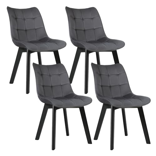 EUGAD Esszimmerstühle 4er Set, für Wohnzimmer Küche Esszimmer, Küchenstühle gepolstert mit Rückenlehne, Sitzfläche aus Samt, mit Holzbeinen, bis 150 kg belastbar, Dunkelgrau EUGAD Esszimmerstühle 4er Set, für Wohnzimmer Küche Esszimmer, Küchenstühle gepolstert mit Rückenlehne, Sitzfläche aus Samt, mit Holzbeinen, bis 150 kg belastbar, Dunkelgrau