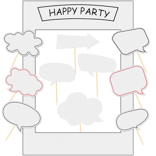 18pcs Blank Photo Booth Props Black Chalkboard Frame White