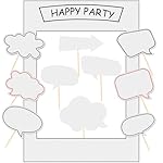 18pcs Blank Photo Booth Props Black Chalkboard Photo Booth Props Frame with Bubble DIY Photo Props for Birthday Wedding Party Supplies（White）