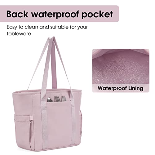 Wandf Lunch Bag For Women Leakproof Reusable Lunch Tote Bag With Wet Pocket Insulated Lunch Box For Work Picnic Outdoor(Pink) #TOP2