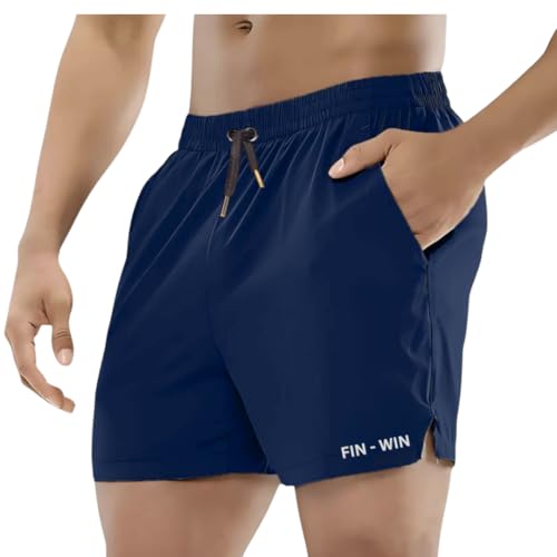 Image of Men's Sports Shorts Quick Dry Running Gym Shorts with Pockets | Lightweight Breathable Workout Shorts | Elastic Waist Drawstring Active Training Shorts for Men | Regular Fit