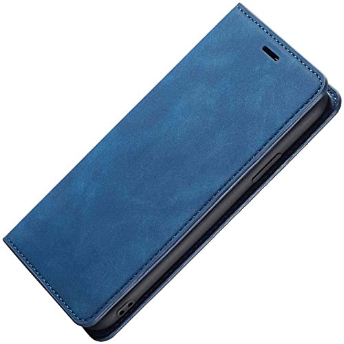 Coque iPhone 12 Pro Max avec béquille intégrée et porte-cartes couleur bleu élégant