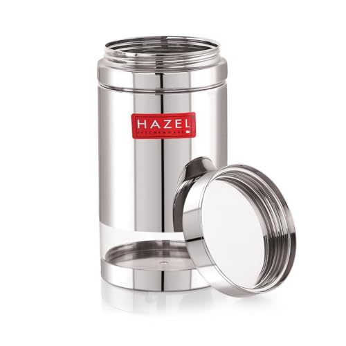 Image of HAZEL Stainless Steel See Through Transparent Container | Kitchen Air Tight Storage Dabba Containers Set of 2, 1200 ML