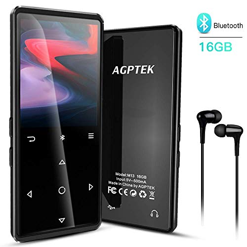 MP3 Player with Bluetooth, AGPTEK 16GB Portable Music Player Support AirPods Connection, Independent