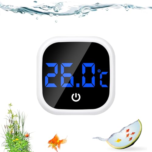 Flintronic Aquariumthermometer Mini Aquariumthermometer Digital LED Kabelloses Temperaturmessgerät mit Temperatur Messgerät Aufkleber Marine Thermometer für Süßwasser Meerwasser Reptilien