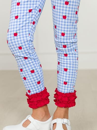 Image of RuffleButts Toddler Girl Merry & Bright Ruffle Leggings - Ankle Leggings