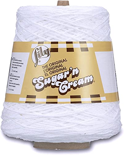 Image of Lily Sugar N Cream Cones White Yarn - 1 Pack of 14oz /400g - Cotton - #4 Medium - 706 Yards - Knitting /Crochet