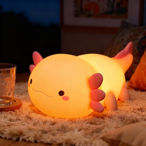 Amaredom Axolotl Veilleuse Bébé, Veilleuse Enfant Silicone Doux, Luminosité Réglable, Minuterie...