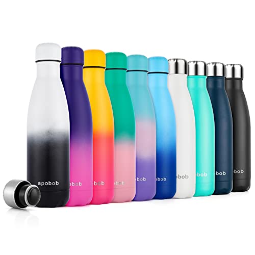 Apobob Edelstahl Trinkflasche 500ml 750ml - Vakuum Isolierte Thermosflasche & Kühlflasche - BPA Frei Trinkflasche Metall Vakuum Wasserflasche für Kinder, Schule, Fahrrad, Laufen, Yoga