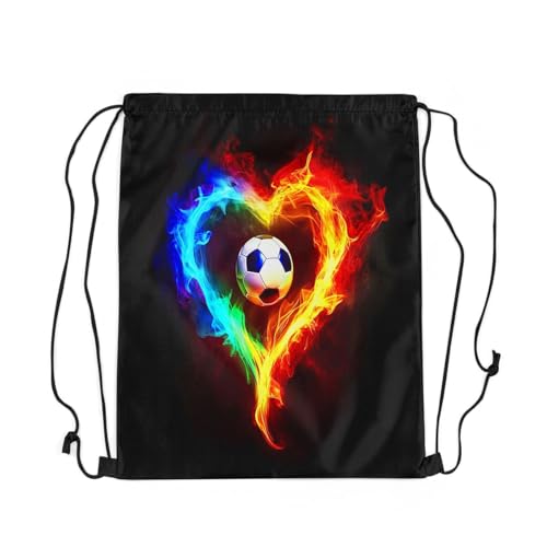 Manfei Football Game Drawstring Backpack Bag,Orange Blue Flame String Bag Sackpack,Chic Soccer Sports Water Resistant Backpack for Gym Shopping Sport Yoga2