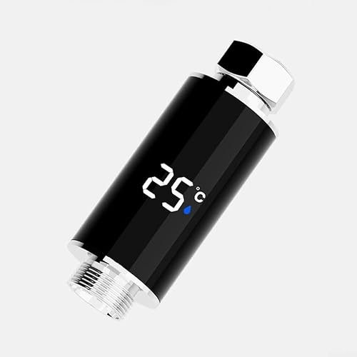 Miniatura 5 de FABULETTA Cabezal de ducha LED hidroeléctrico con pantalla de temperatura del agua, termómetro seguro para baño de bebé, negroplata