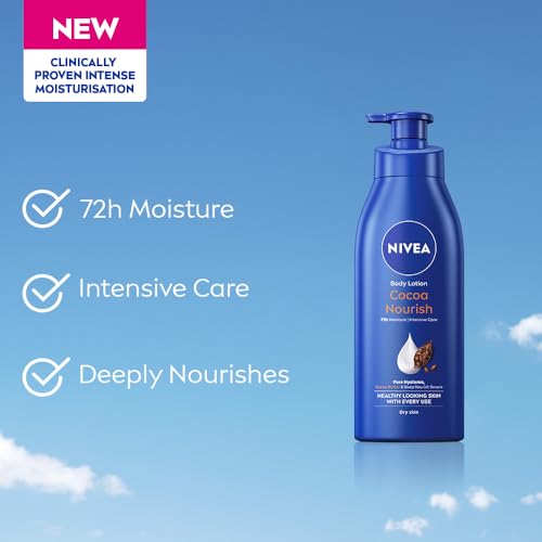 NIVEA Cocoa Nourish 400ml Body Lotion with Deep Moisture Serum| 72 H Moisturization | With Cocoa Butter & Coconut Oil | Non Greasy & Healthy Looking Skin |For Very Dry Skin - Image 5