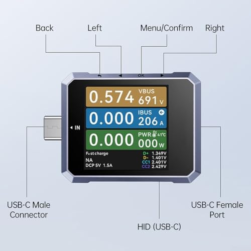 Analyseur de puissance USB haute résolution de 4V à 50V avec mesure précise jusqu'à 240W - 3