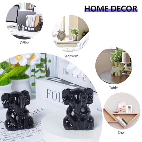 Elefante de Cristal Negro Decorativo de 2 Pulgadas miniatura 6