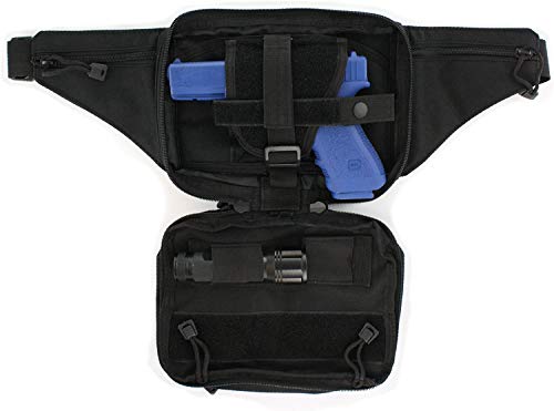 Black Tactical Pistol Concealment Fanny Pack CCW Concealed Carry Gun Pouch with Holster