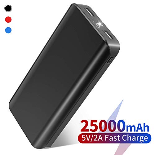 Powerbank 25000mAh 2 USB Ports Externer Akku mit LED-Statusanzeige LED Licht Extrem hohe Kapazitat Powerbank für iPhone X / 8 /7 Plus iPad Samung Huawei Tablet Kameras PSP und andere Smartphones