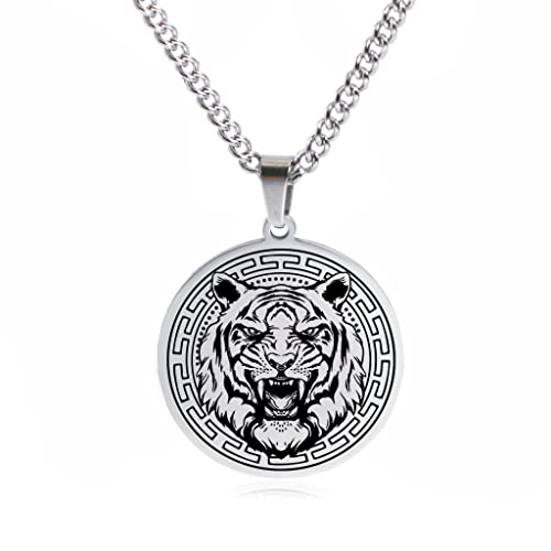 Collier ras du cou tigre en acier inoxydable au design sauvage