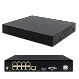 REVODATA 8CH Poe NVR Sieć Poe (HD 1080P/3MP/4MP/5MP) do monitoringu systemu bezpieczeństwa w domu, 8 kanałów Poe do kamery IP, nie zawiera dysku twardego (POE4008ES)