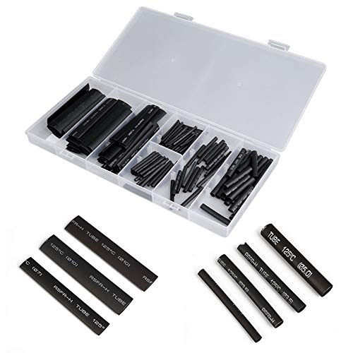 Leaftree - 127 Stks PE Polyolefin Warmte Krimpbare Kabel Lijn Sleeving Sleeve Tubing Tube Kit