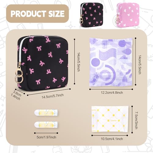 Image of Period Bag for Teen Girls, Canvas Sanitary Napkin Storage Bag with Zipper, Portable Menstrual Pad Bag Tampon Holder for Purse