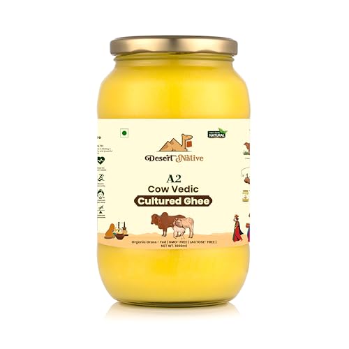 Desert Native A2 Desi Cow Vedic Bilona Cultured Ghee | Pure & Traditional Ghee Glass Bottle (1000ml)