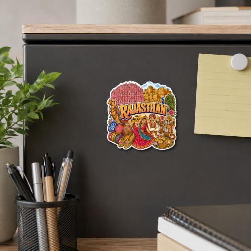 Image of Zesta Wooden Fridge Magnets Set | Refrigerator Decor Magnets for Kitchen | India Souvenir Fridge Magnet Collection | Wooden Magnet for Fridge Door Decoration (Rajasthan)