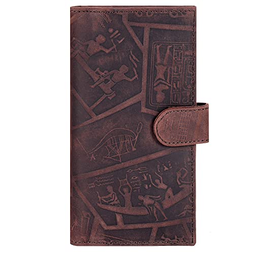 Image of Oak Leathers Checkbook Cover Slim Minimalist For Men with RFID Blocking Credit Card Holder Wallet (Egyptian Brown)