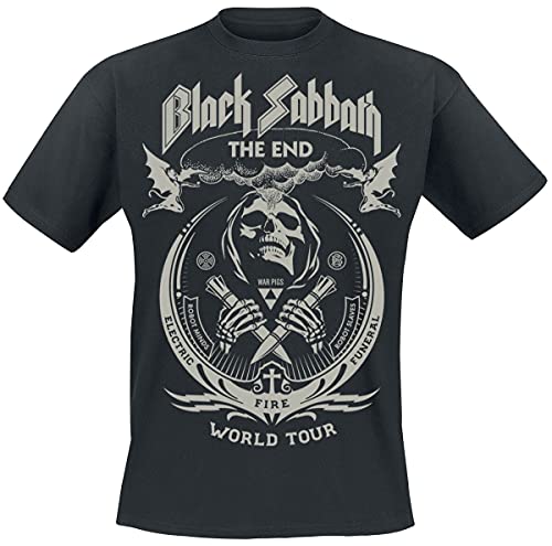 Black Sabbath The End Grim Reaper Homme T-Shirt Manches Courtes Noir L