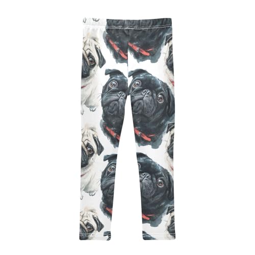 Girls Leggings White Black Pugs Animals Soft Toddler Leggings for Girls Kids Pants Size 4T-10T2