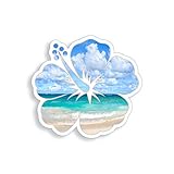 Hibiscus Beach Flower Sticker Vinyl Ocean Design Decal for Cup Cooler Car Window Bumper