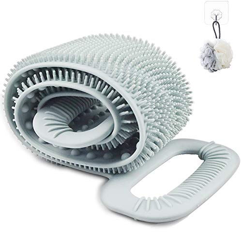 Back Scrubber for Shower,Silicone Body Scrubber Exfoliating Body Brush Easy to Clean for Man and Woman 30 GRAY