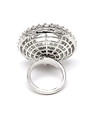 Image of Karatcart Platinum Plated Elegant Austrian Crystal Adjustable Leaf Ring for Women and Girls