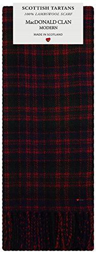 MacDonald Clan Modern Tartan 100% Lambswool Scarf Made in Scotland