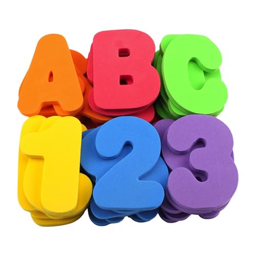 Juguetes de baño para bebés: 36 Piezas de Letras y números de baño de Espuma, Juguetes de Ducha y baño de Espuma Coloridos, educativos y Divertidos para 1-3 bebés y niños pequeños