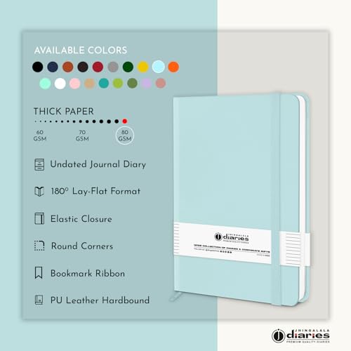 Image of Jhingalala Diaries - Hardbound Leather Cover Pocket Size Corporate Executive Diary Notebook I Pocket Diary For Men and Women I A6 Size I 80gsm Paper I 192 Ruled Pages (Ocean Blue)