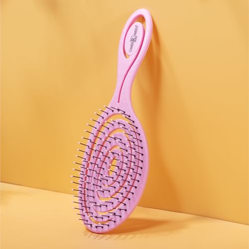 Chiara Ambra Haarbürste ohne Ziepen - Bürste für Damen und Herren - Entwirrbürste auch für Locken & Lange Haare - Nachhaltige Detangler Bürste Haarbürsten - Rosa