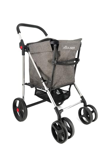 Rolser Basket Tweed 4 Big Wheel 2 Swivelling Foldable Shopping Trolley - Gray