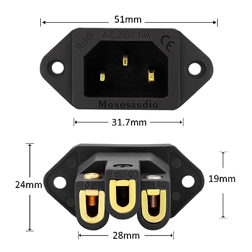 Conector de corriente Monosaudio IEC C14 negro miniatura 6