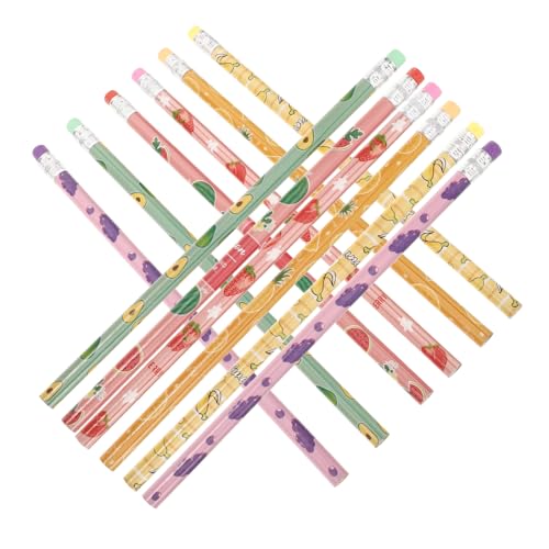 ERINGOGO 24個 フルーツ 鉛筆 幼稚園 鉛筆 教室 幼稚園 ライティング お絵かき 学校 用品 用 用品 木材