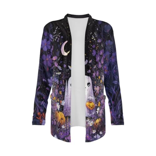 Image of Forchrinse Red Ladybug Cardigan for Women Causal Long Sleeve Open Front Cardigans Sweater Fashion 2024 Fall Coat with Pockets