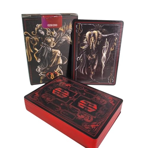 Chris Cards Elements Playing Cards - Gilded Deck - Symbolisiert die 4 Elemente Cardistry, Zauberkarten, Kartendeck Zaubertricks - Spielkarten - Pokerkarten (Rot - Ruby) (Gilded Red)
